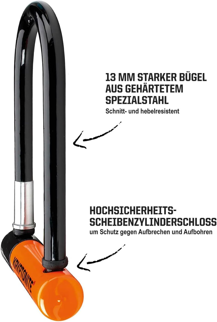 Kryptonite Evolution Mini-7 Bügelschloss - Sicherheitsgrad 7/10, robustes Anti-Diebstahl Fahrradschl