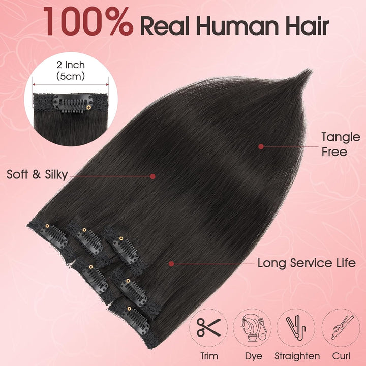 S-noilite Clip in Extensions Echthaar 6 Stück Balayage Haarverlängerung Echthaar Highlights für Frau