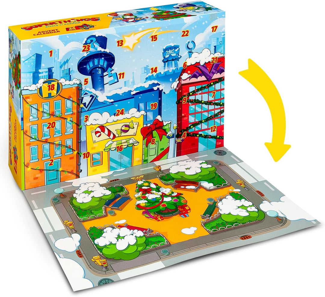 Superthings Adventskalender mit 24 besonderen Geschenken und Überraschungen. Enthält Minifiguren von