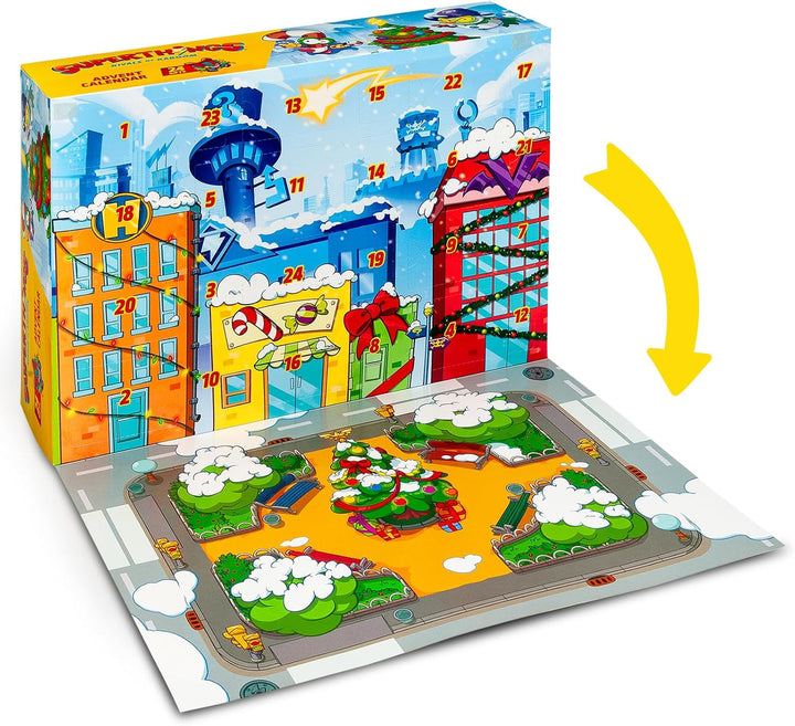 Superthings Adventskalender mit 24 besonderen Geschenken und Überraschungen. Enthält Minifiguren von