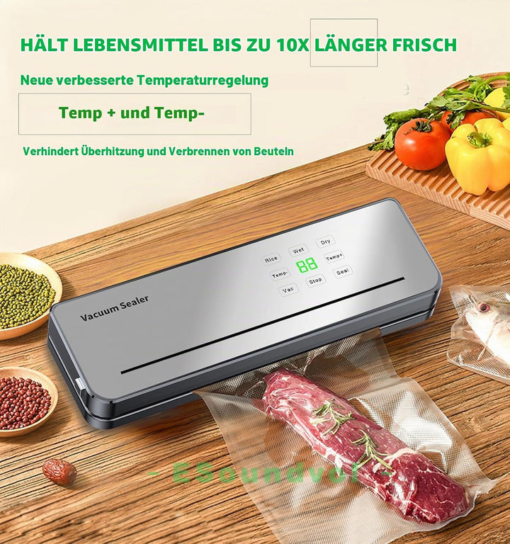 Vakuumiergerät, ESoundvol 8-in-1 Vakuumierer zur Temperaturkontrolle von Lebensmitteln, Eingebautem