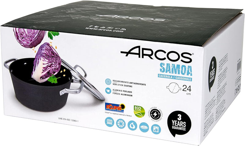 Arcos Serie Samoa | Antihaft-Kasserolle 28 cm und 4,3 L | Geschmiedetes Aluminium | Geeignet für jed