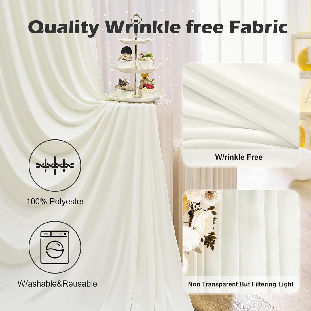 HBBMAGIC 4 Stücke 1,5×3cm Elfenbein Hintergrund Vorhänge für Hochzeit Party 100% Polyester Falten fr