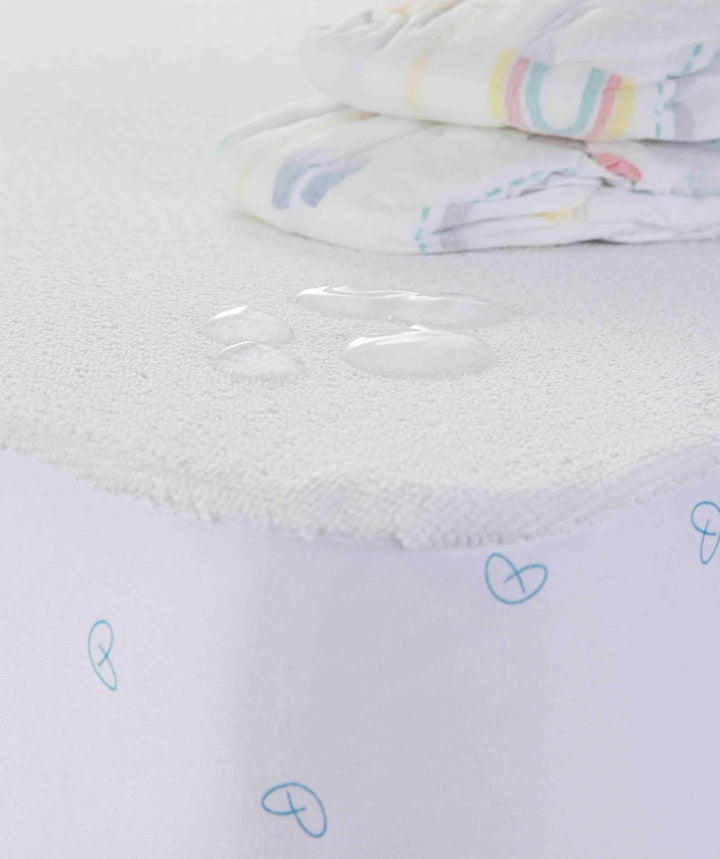 Wasserdichter Matratzenschoner für Babybett, saugfähig, atmungsaktiv und antibakteriell. (50 x 85 cm