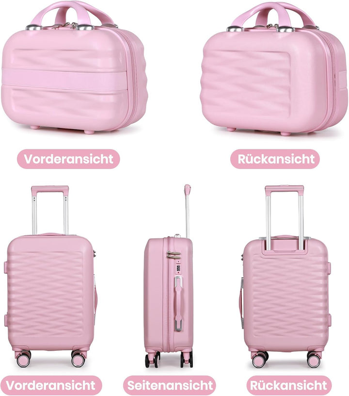 2er-Set Handgepäckkoffer: 20-Zoll-Kabinenkoffer mit Kosmetiktasche – Leichter Hartschalenkoffer aus