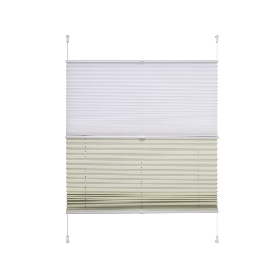Liedeco® Plissee (Day and Night) verspannt mit Klemmträger / 75 x 130 cm weiss-beige (Breite x Höhe)