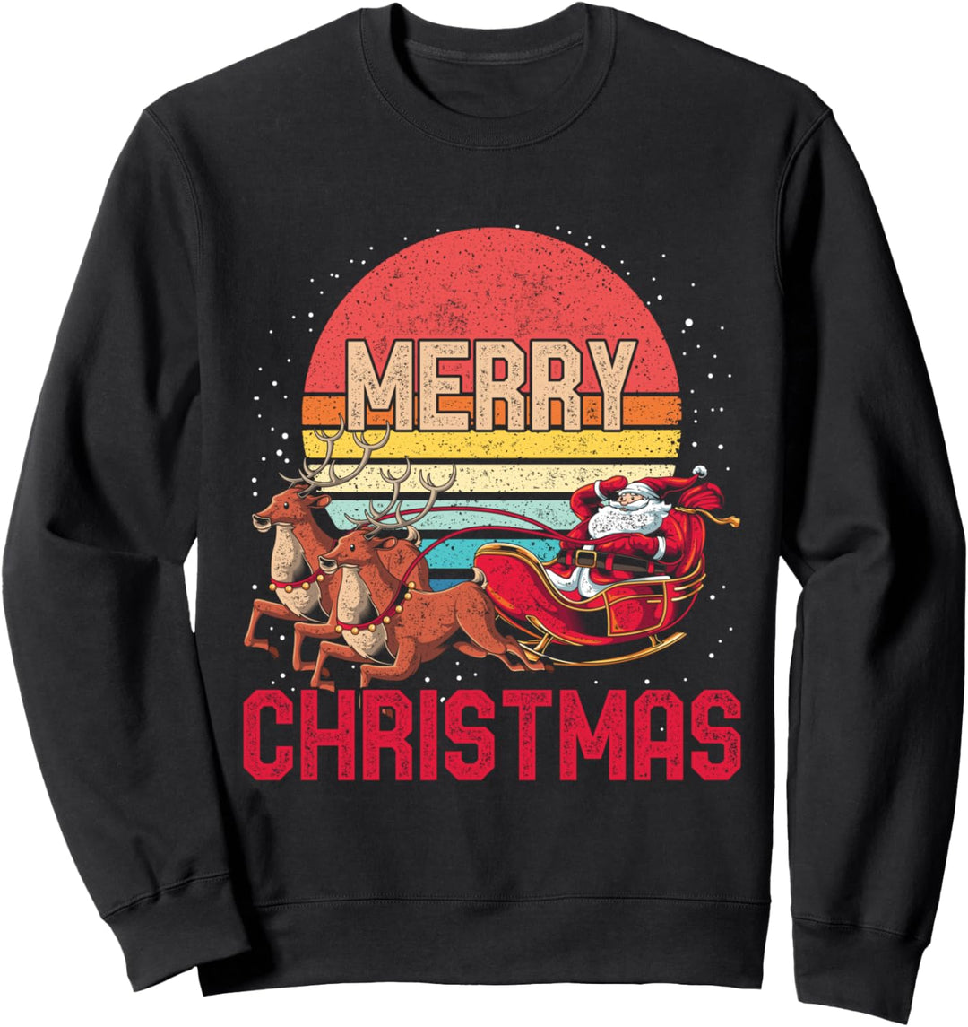 Rentier Schlitten Frohe Weihnachten Weihnachtsmann Sweatshirt