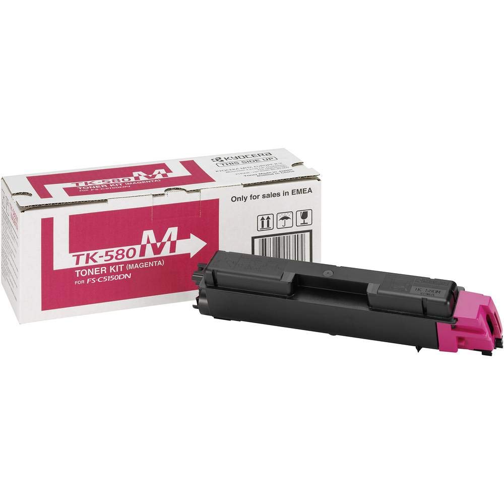 Kyocera 4104101 TK-580M Toner Magenta, Original Tonerkartusche 1T02KTCNL0. Kompatibel für FS-C5150DN