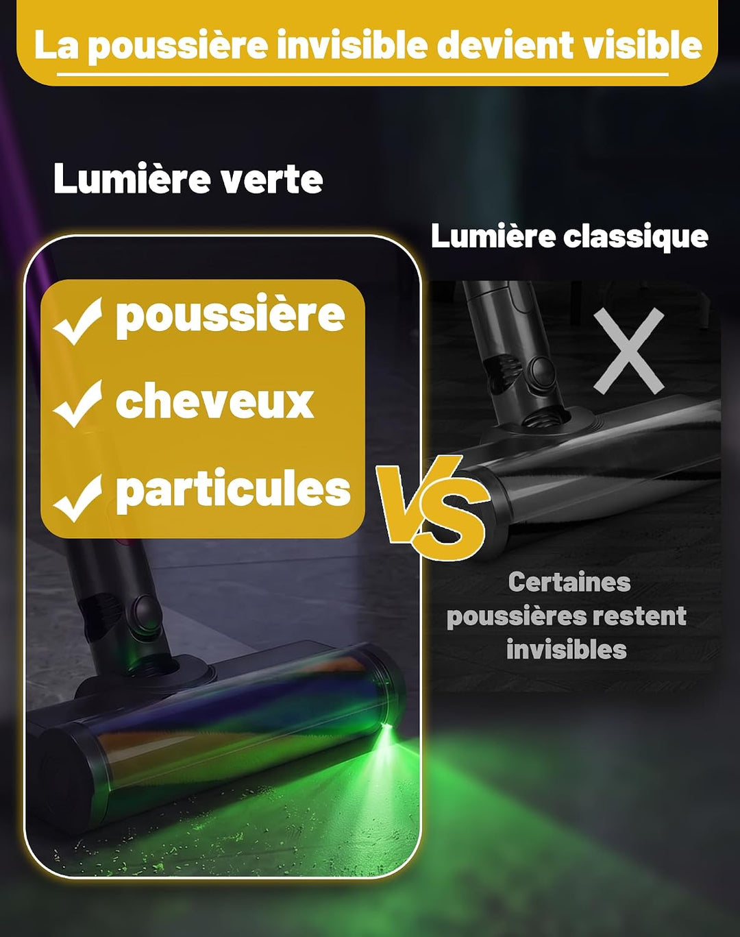 Bürste für Dyson V7 V8 V10 V11 V15 Bodendüse mit LED-Licht und Bürsten-Softwalze für Hartboden Ersat