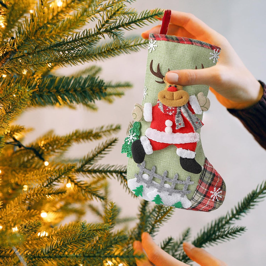 Nikolausstrumpf, Weihnachtsstrumpf 4er Set, Nikolausstiefel zum Befüllen, Weihnachtssocken Kamin zum