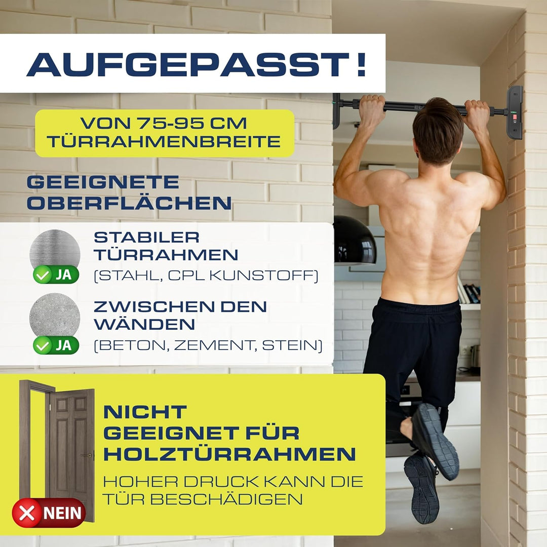ELANI – Klimaneutrale Klimmzugstange für Türrahmen ohne Bohren mit innovativer Gewindesperre für sic