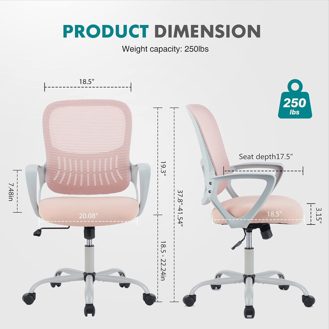 DUMOS Bürostuhl Ergonomisch, Schreibtischstuhl mit Lendenwirbelstütze, Drehstuhl mit Armlehne, Compu