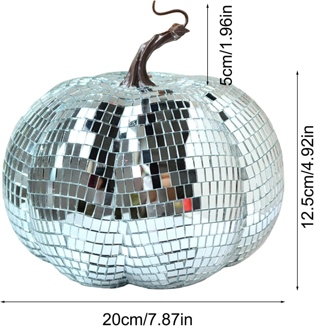 Zyntora Glitzer-Disco-Kürbis, Disco-Kugel-Kürbis Halloween | Künstliche Discokugel in Kürbisform, kü