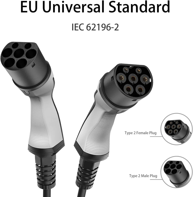 Teskee EV-Ladekabel EV-Ladegerät Typ 2 zu Typ 2 mit Anzeigeleuchten Tragbare Tasche Kompatibel mit A