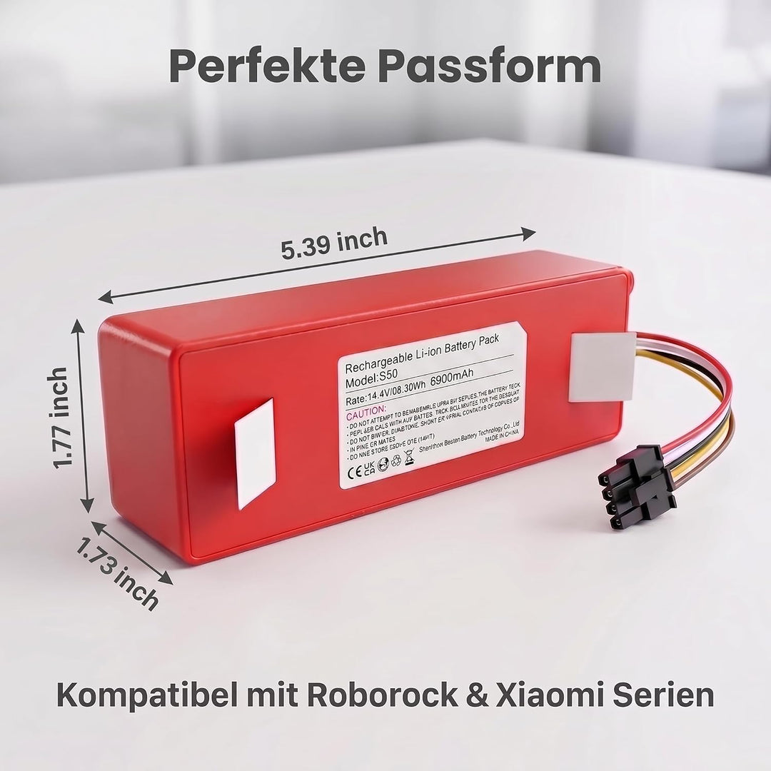 14,4V 6900mAh Akku Kompatibel mit Xiaomi Roborock S7 S5 S5 Max S50 S51 S502-00 S6 S6 MaxV S7 Q7 Max