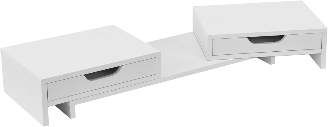 [en.casa] Monitorständer Marttila mit 2 Schubladen Monitorerhöhung 60x22x11cm Bildschirmerhöhung für