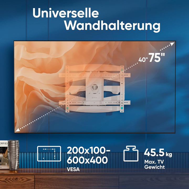 ONKRON Universal Fernsehhalterung Wand für 40-75 Zoll TV bis zu 45,5 kg - Halterung Fernseher Aufhän