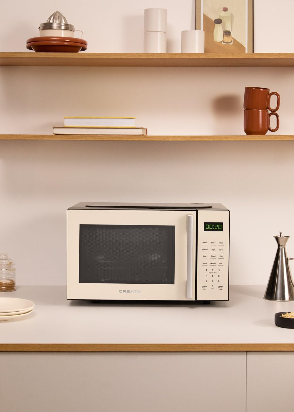 CREATE/MICROWAVE STUDIO/Mikrowelle mit Grillfunktion und Backofen Cremeweiss/Fassungsvermögen 23L, D