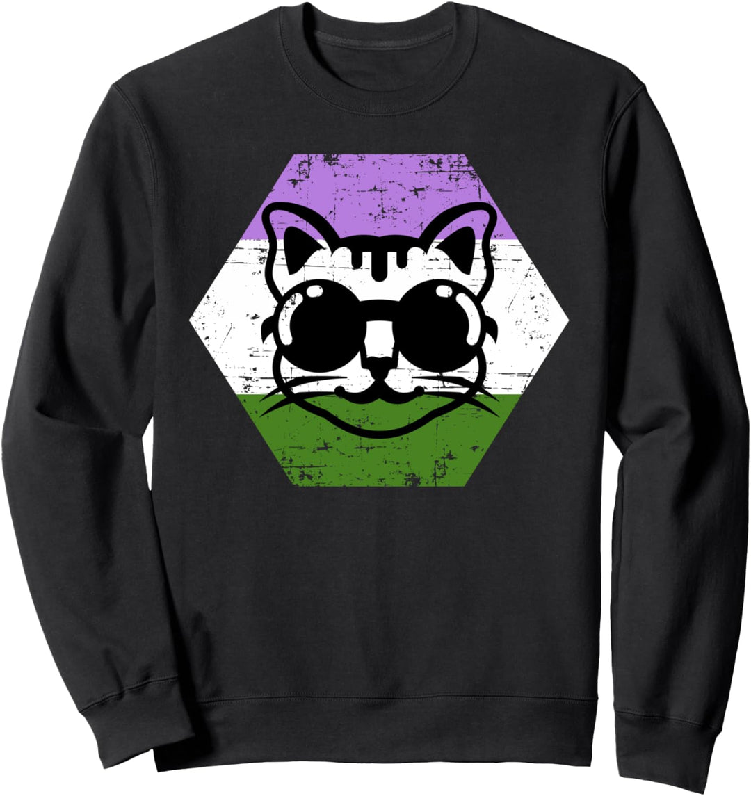 Genderqueer Katze Genderqueer Flagge Farben Sweatshirt