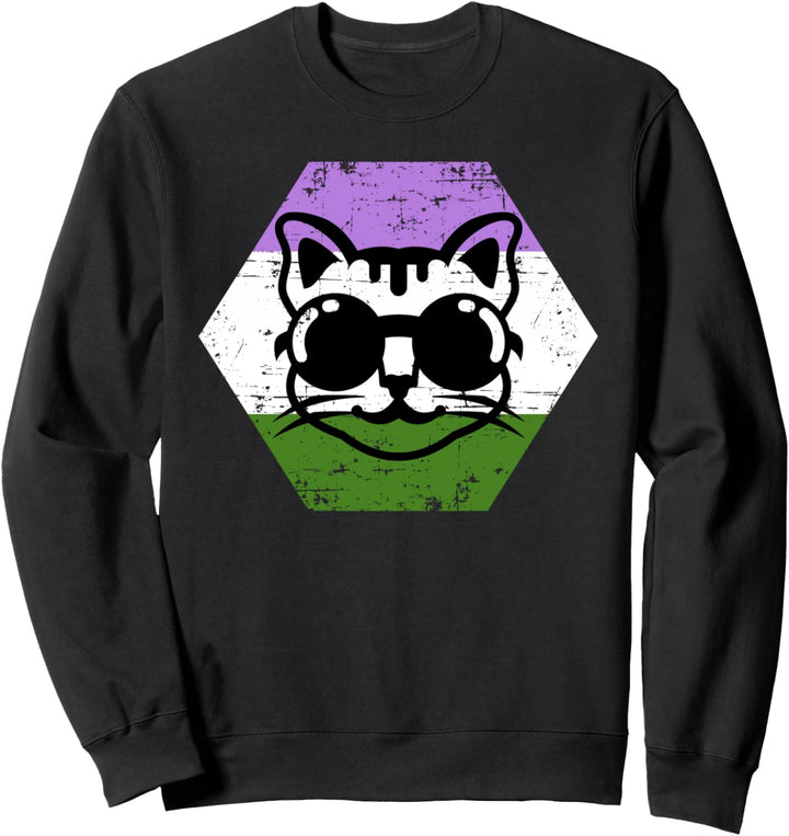 Genderqueer Katze Genderqueer Flagge Farben Sweatshirt