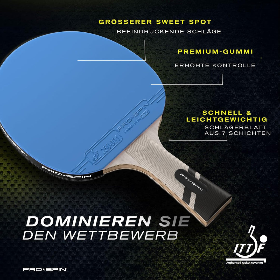 PRO SPIN Tischtennisschläger - Carbon Profischläger, Überlegener Präzision, Spin - Profi-Obergummi,