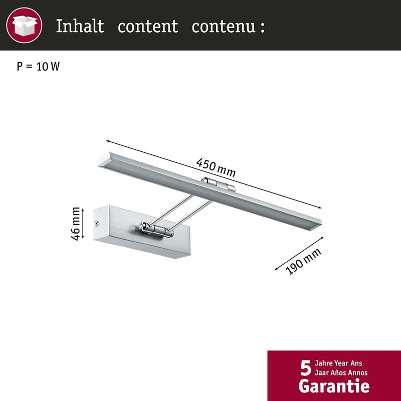 Paulmann 99895 LED Bilderleuchte Galeria Beam Aufschrankleuchte Assistent II incl. 1x7 Watt Bildbele