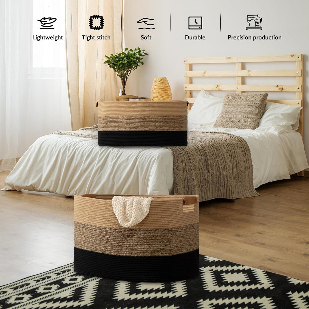 Danpinera Grosser gewebter Korb, 63,5 x 40,6 x 40,6 cm, für Wohnzimmer, Kinderzimmer, Spielzeug und