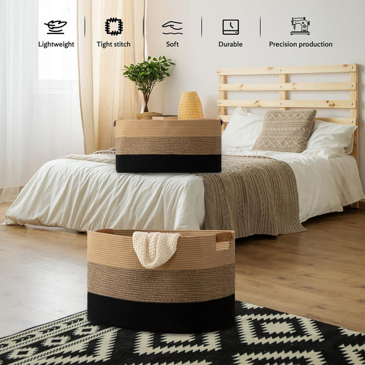 Danpinera Grosser gewebter Korb, 63,5 x 40,6 x 40,6 cm, für Wohnzimmer, Kinderzimmer, Spielzeug und