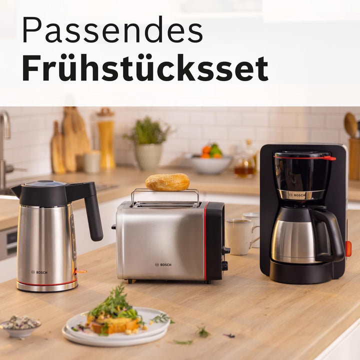 Bosch Kompakt Toaster MyMoment TAT6M420, entnehmbarer klappbarer Brötchenaufsatz, mit Auftaufunktion