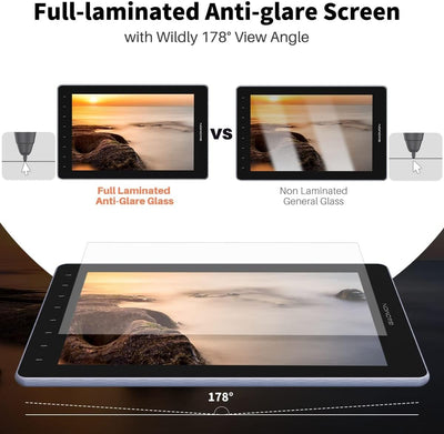GAOMON PD1610 Grafiktablett mit 2.5K QHD 120% sRGB Full Lamination Screen, 8192 Levels Upgraded Batt