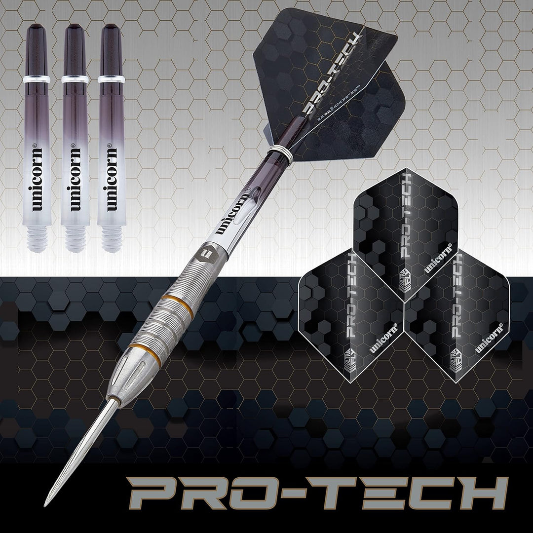 Unicorn Dartpfeile Set | Pro-Tech Style | 90% natürliche Wolfram Barrels mit goldenen Akzenten & Vol