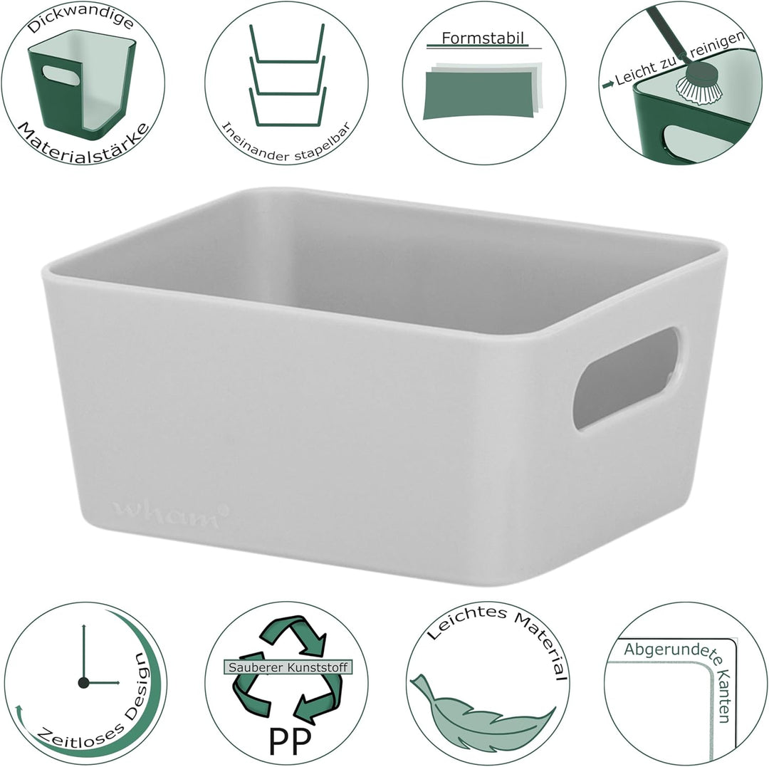 12x Ordnungsboxen - 6cm hoch - GRAU - 12,5x10x6cm - 1 Liter - Ordnungskorb - Schubladenorganizer Sch