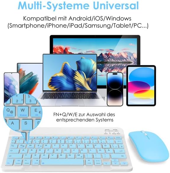 SOPPY Bluetooth Tastatur & Maus Tragbare Tastatur Maus wiederaufladbare Mini-Tastatur, kabellose Tas
