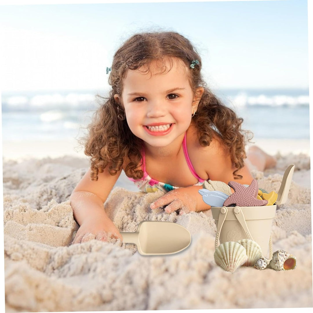 Sandspielzeug für Kinder, 8 Stück, sicheres Silikon-Strandspielzeug mit Schaufel, Eimer und Sandform