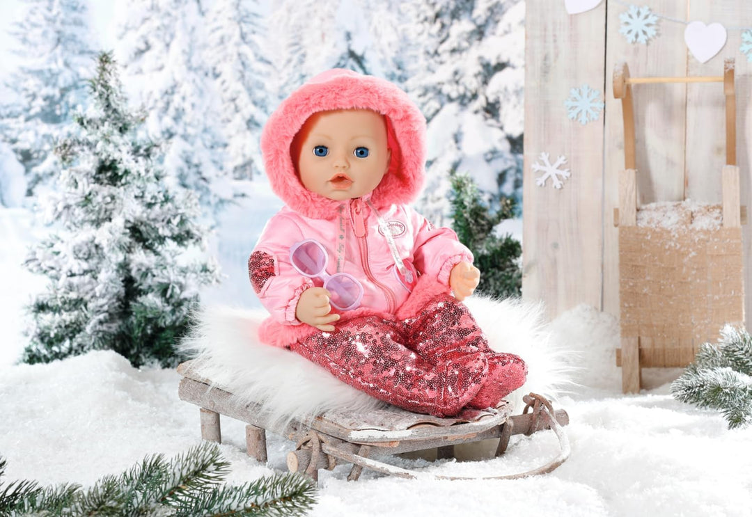Baby Annabell Deluxe Winter 43cm - Puppenkleidung Puppenoutfit für den Winter, rosa Puppen-Schneeanz