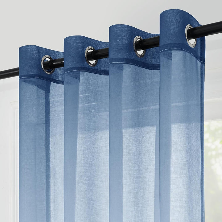 Topfinel Gardinen mit Ösen Transparente Optik Gardine Ösenvorhang Ösenschal Transparent Durchsichtig