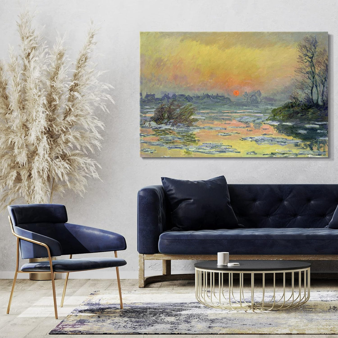 Leinwand (80x60cm): Claude Monet - Sonnenuntergang auf der Seine im Winter 80x60 cm, 80x60 cm