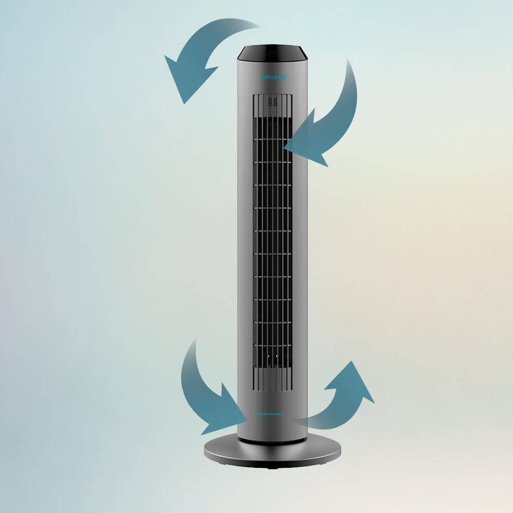 Cecotec Digitale Turmventilator mit Fernbedienung und Timer EnergySilence 8190 Skyline Ionic, 60 W,