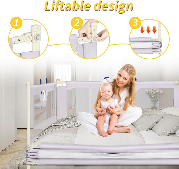 Sicherheitsgitter für Kinder, tragbar, Bettgitter, vertikal angehoben und abgesenkt, sturzsicher, st
