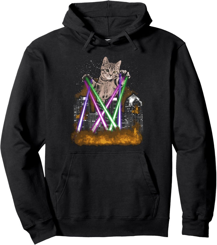 Laser Cat - Riesiges Kätzchen, das Stadt zerstört Lustiges Pullover Hoodie