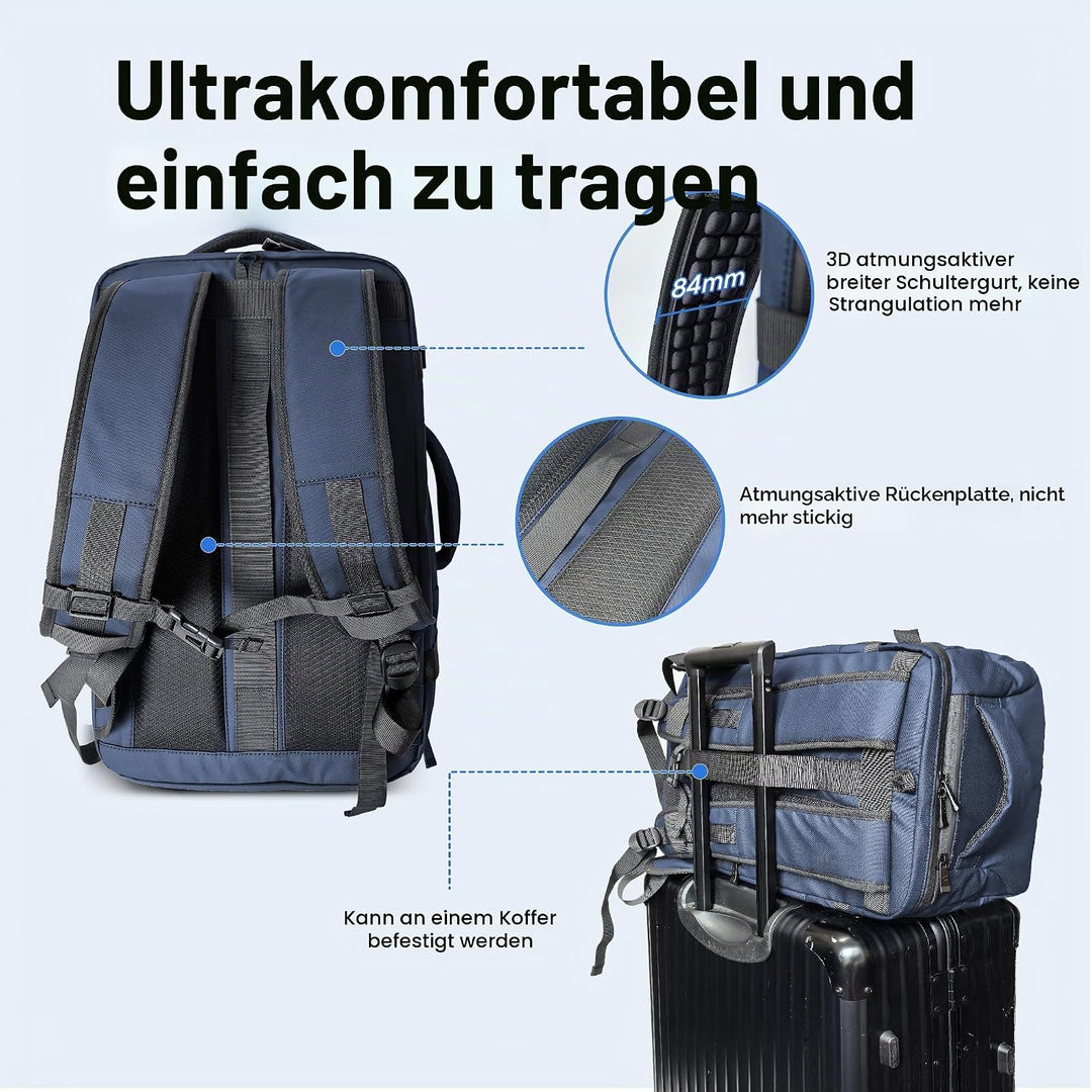 NANDADEVI Rucksack Herren, 40l, grosser, robuster, wasserabweisender Wanderrucksack mit Trocken- und