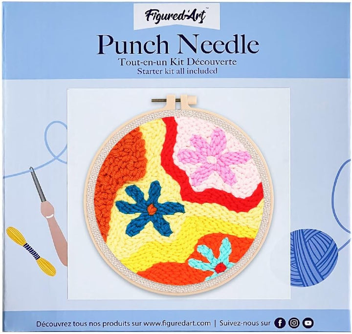 Figured'Art Punch Needle Set für Erwachsene - Stickerei, ideal für Anfänger - Blumen im Herbst - 20x