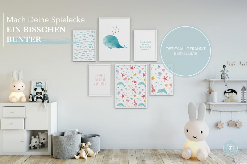 Papierschmiede® Bilder Kinderzimmer Kids Mood Poster Set Unterwasserwelt, Kinderzimmer Bilder Babyzi