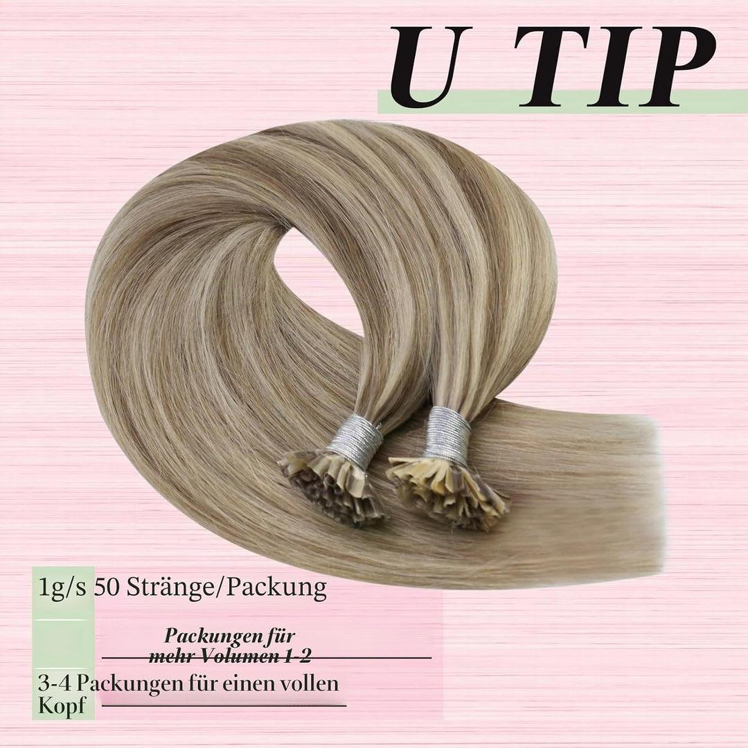 YoungSee Extensions Echthaar Bondings 1g 50cm Haarverlangerung Bondings Echthaar Bonding Extensions