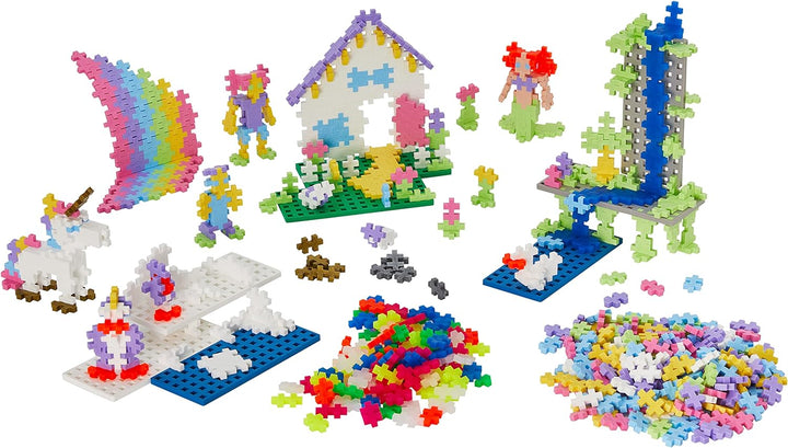 Plus-Plus Geniales Konstruktionsspielzeug, Learn to Build Super Pastell Bausteine-Set, 1200 Teile