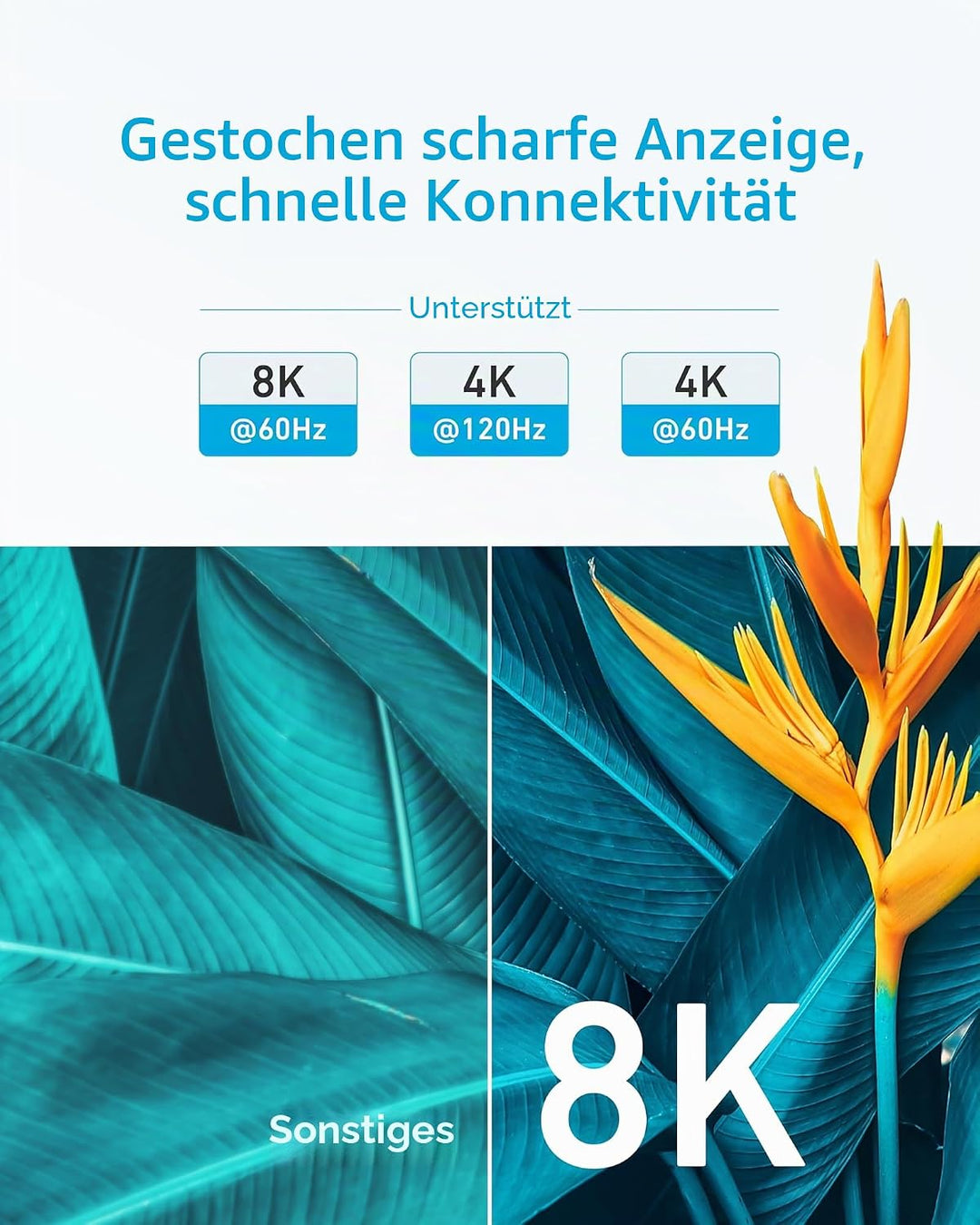 Anker HDMI 2.1 Kabel 48Gbit/s 8K@60Hz robust [3m] 3m Schwarz, 3m Schwarz