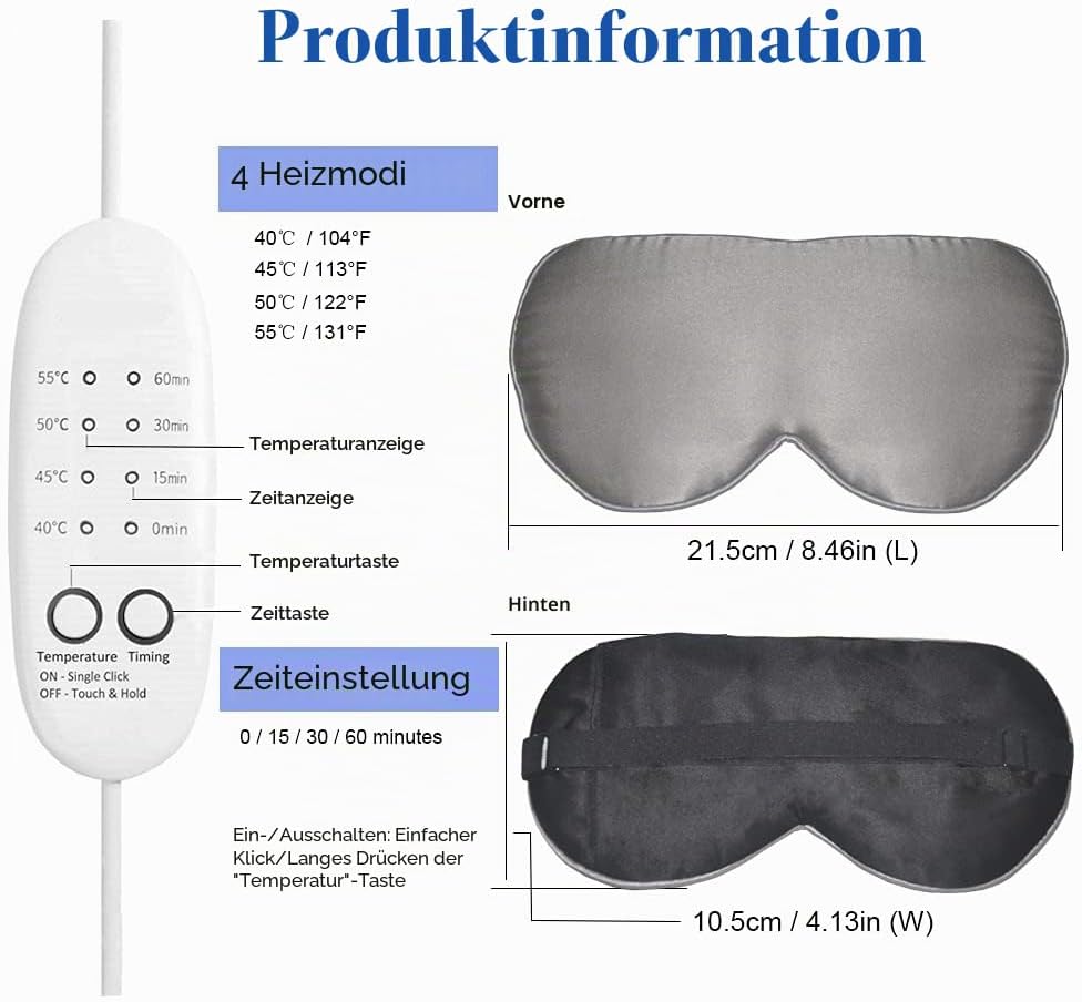 Beheizte Augenmaske, PJYU Seidenaugenmaske für geschwollene Augen, trockene Augen, Blepharitis-Behan