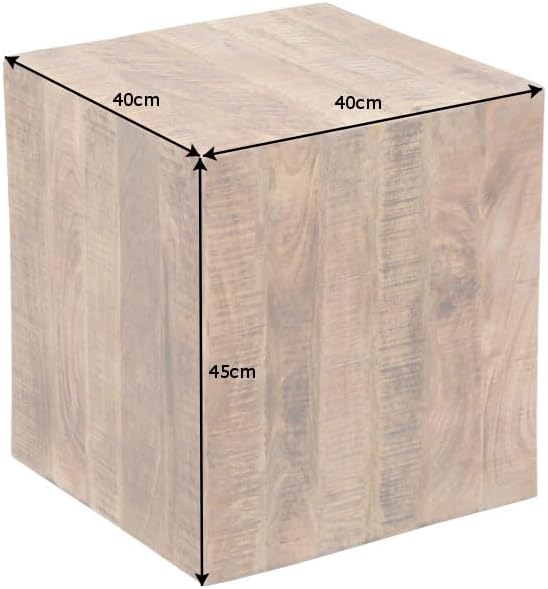 Invicta Interior Massiver Design Hocker Factory 40cm Mangoholz auf Rollen Beistelltisch Holzhocker