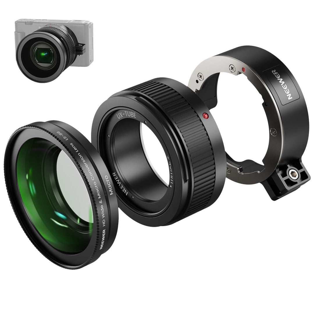NEEWER Weitwinkelobjektiv Kompatibel mit Sony ZV-1 II (ZV-1 M2), 2 in 1 HD 18mm Weitwinkel + 10X zus
