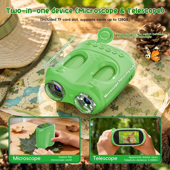 2-in-1 Digitales Mikroskop für Kinder und Teleskop (Green), Green